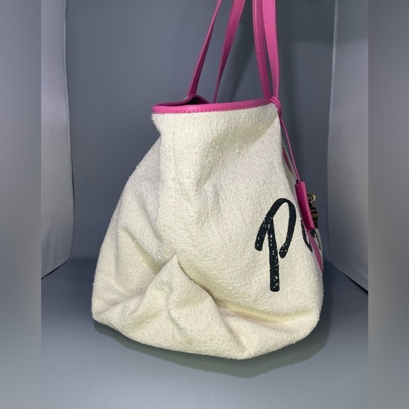 Palm Angels Pink Leather Logo Tote Bag Shoulder Carryall Large Display Model - Picture 11 of 16